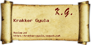 Krakker Gyula névjegykártya